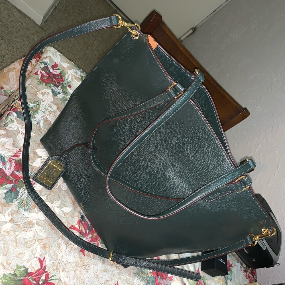 Ralph Lauren hunter green large tote